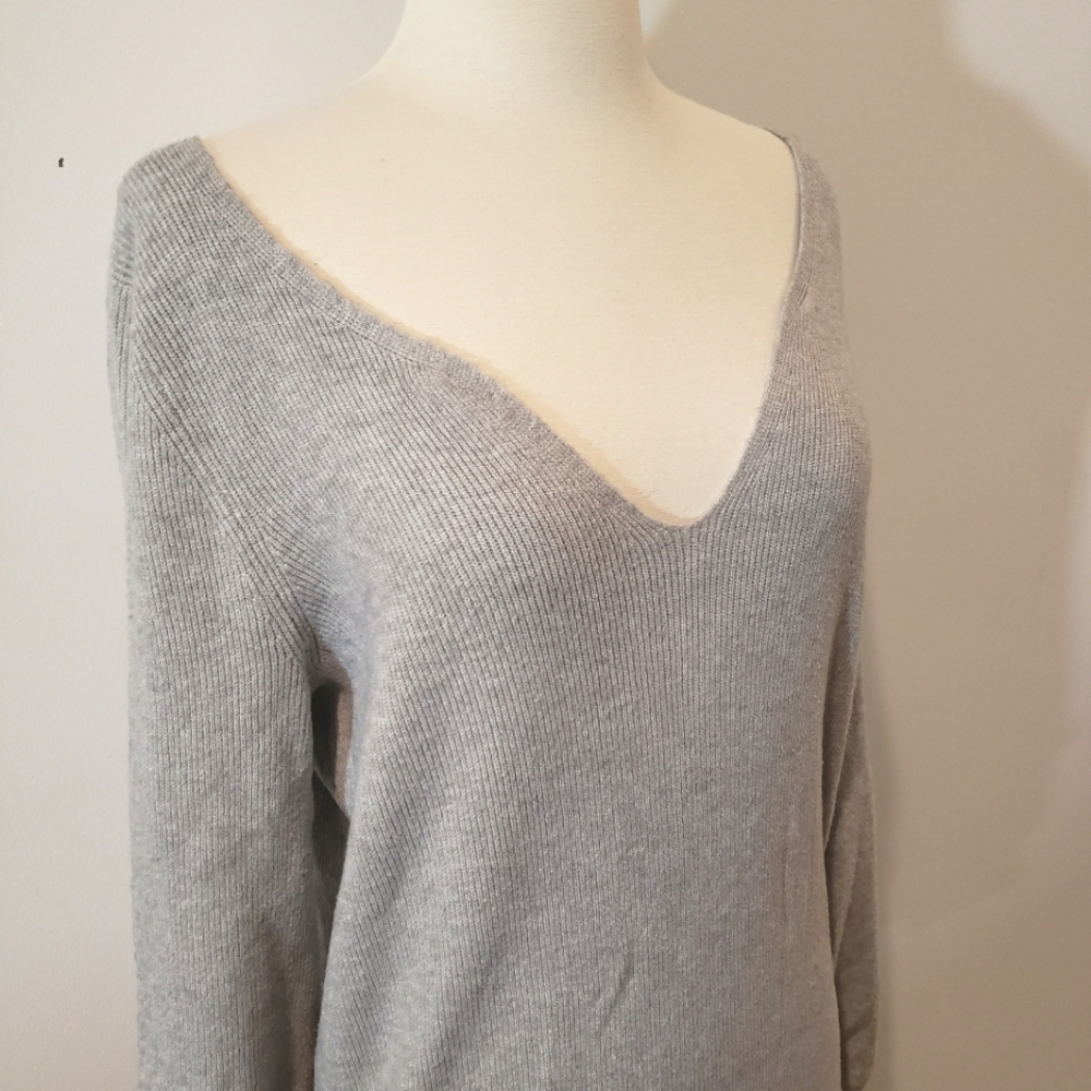 Leith Light Gray Ribbed Sweater - Picture 9 of 14